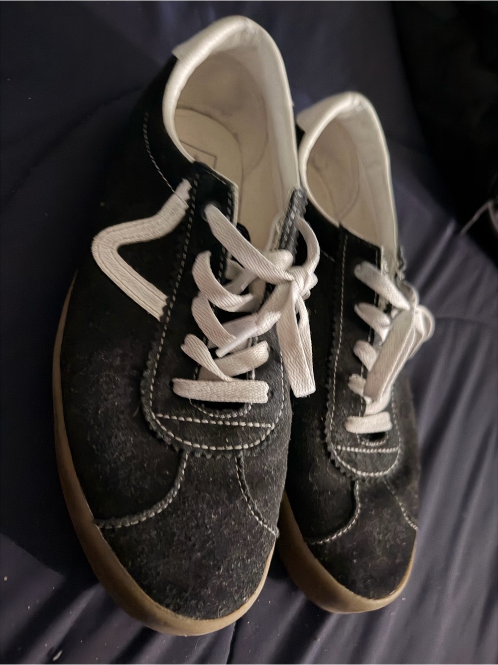 Vans Black Suede Low-Top Sneakers with White Laces